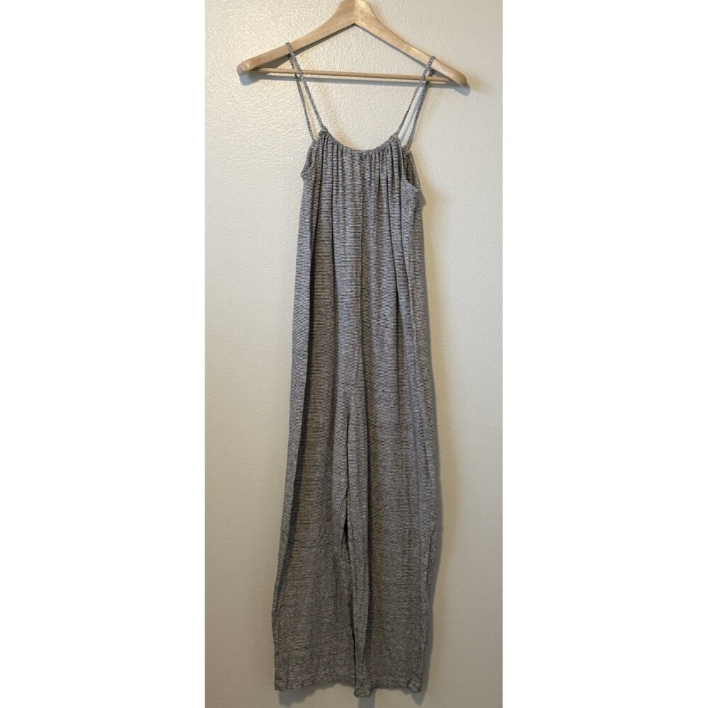 Hatch Morgana Linen Jumpsuit Size 0 XS Microstripe Beach Boho Travel Summer
